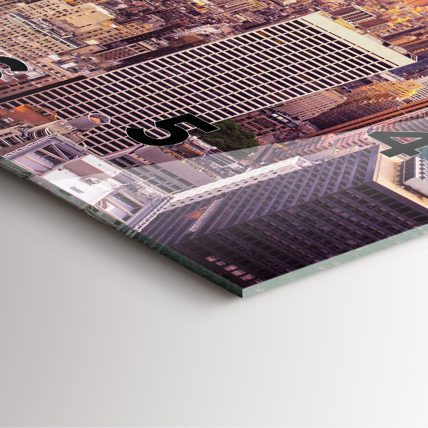 Square glass wall clock Sunset New York