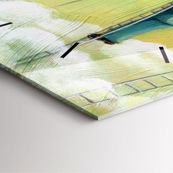 Square glass wall clock People on the ladder