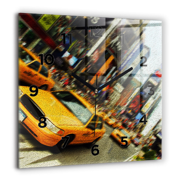 Square glass wall clock New York City taxis