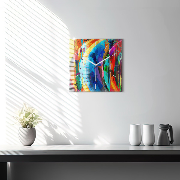 Square glass wall clock Abstract background