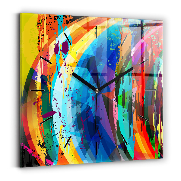 Square glass wall clock Abstract background