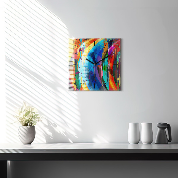 Square glass wall clock Abstract background