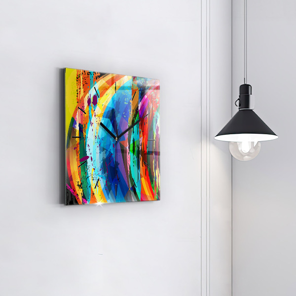 Square glass wall clock Abstract background
