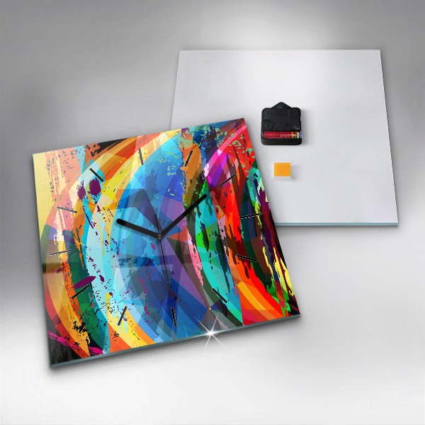 Square glass wall clock Abstract background