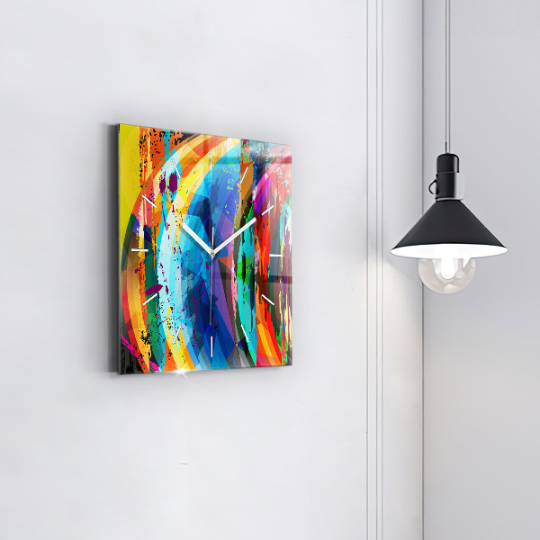 Square glass wall clock Abstract background