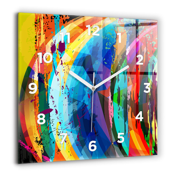 Square glass wall clock Abstract background