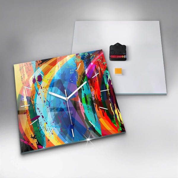 Square glass wall clock Abstract background