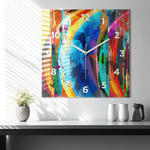 Square glass wall clock Abstract background