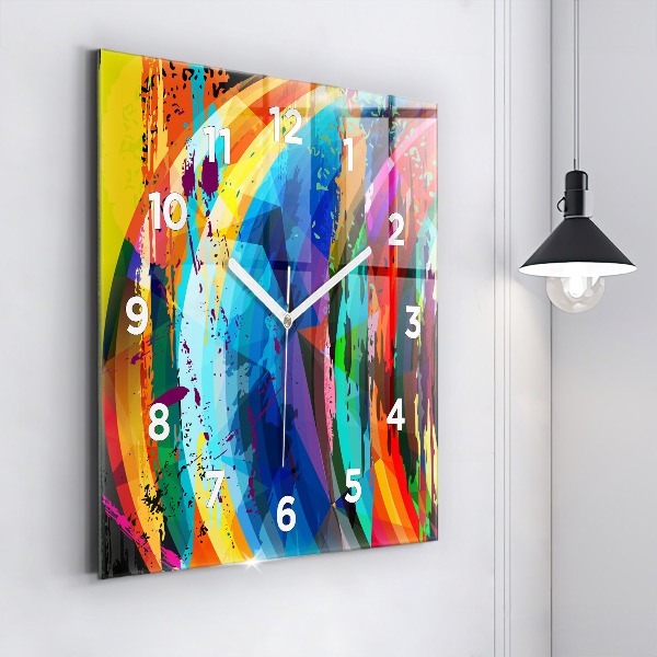 Square glass wall clock Abstract background