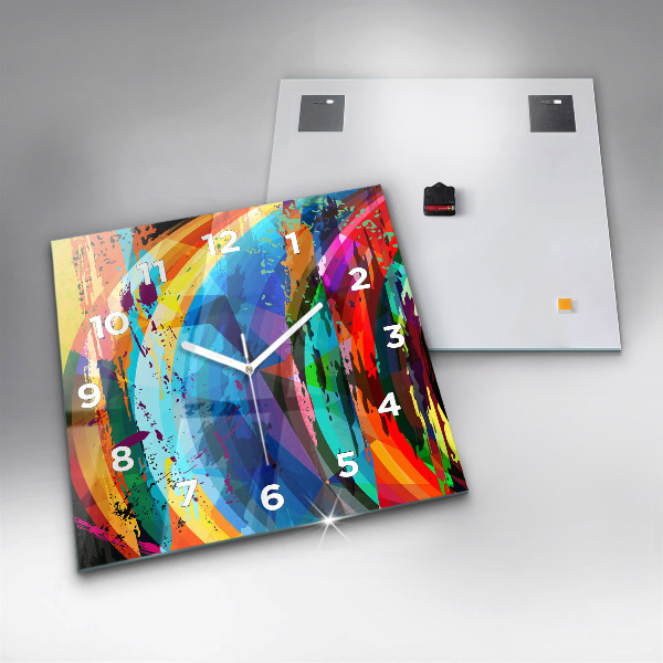Square glass wall clock Abstract background