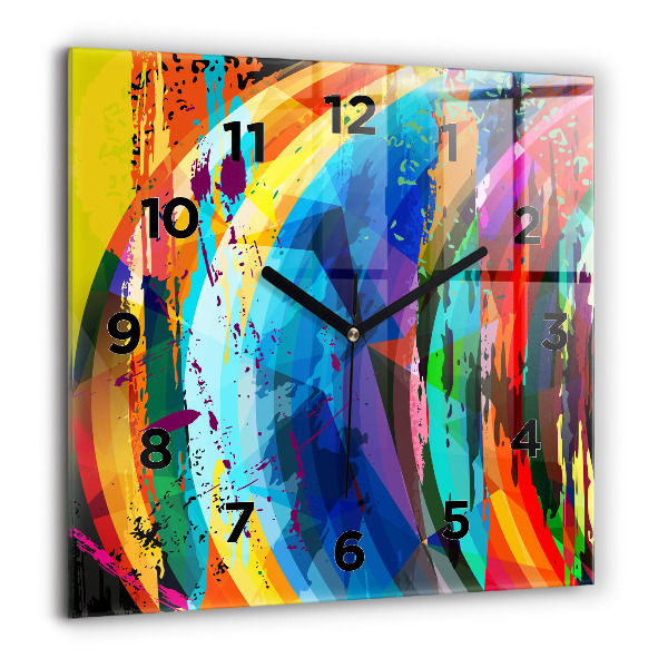 Square glass wall clock Abstract background