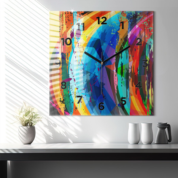 Square glass wall clock Abstract background