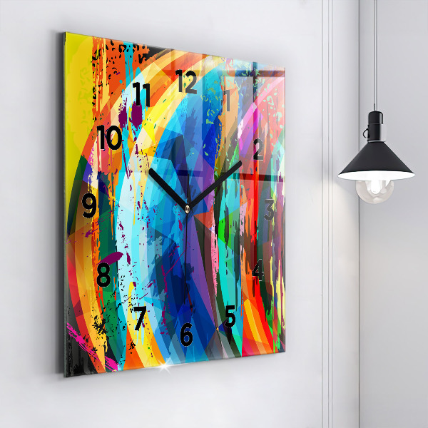 Square glass wall clock Abstract background