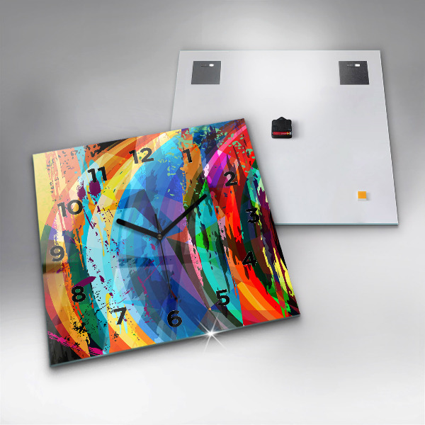 Square glass wall clock Abstract background