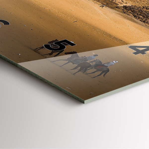 Square glass wall clock Pyramids and sunset