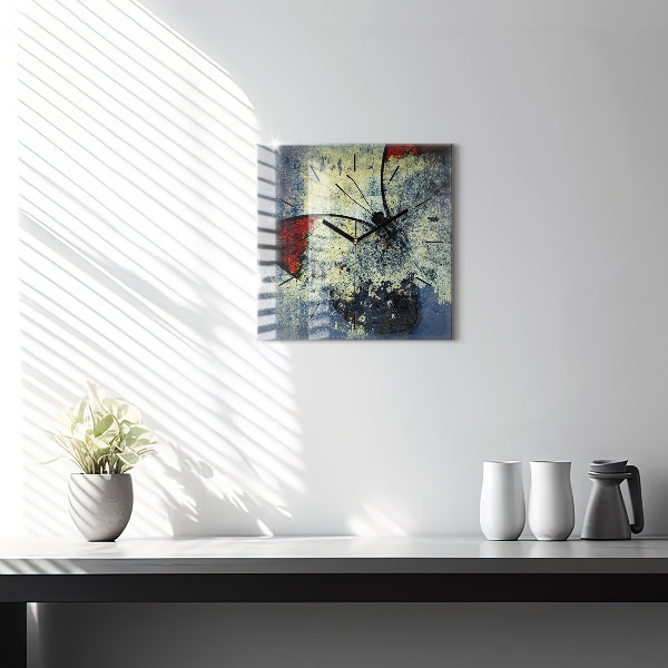 Square glass wall clock Butterfly vintage style