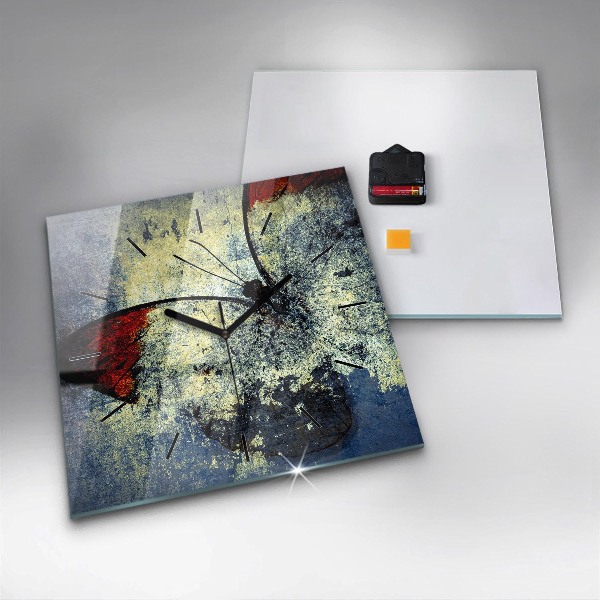 Square glass wall clock Butterfly vintage style