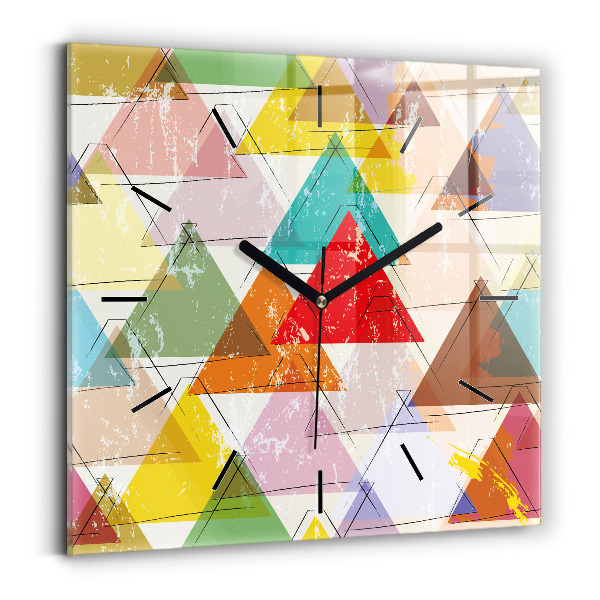 Square glass wall clock Geometric Triangles
