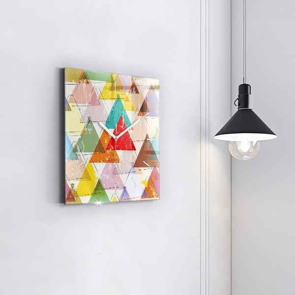 Square glass wall clock Geometric Triangles