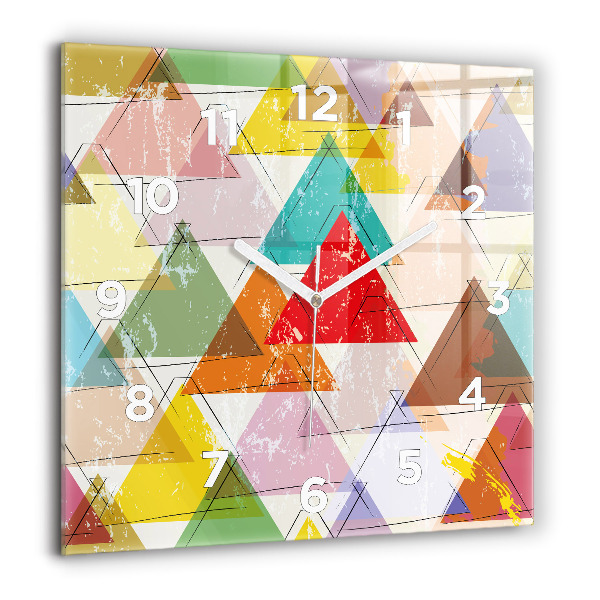 Square glass wall clock Geometric Triangles