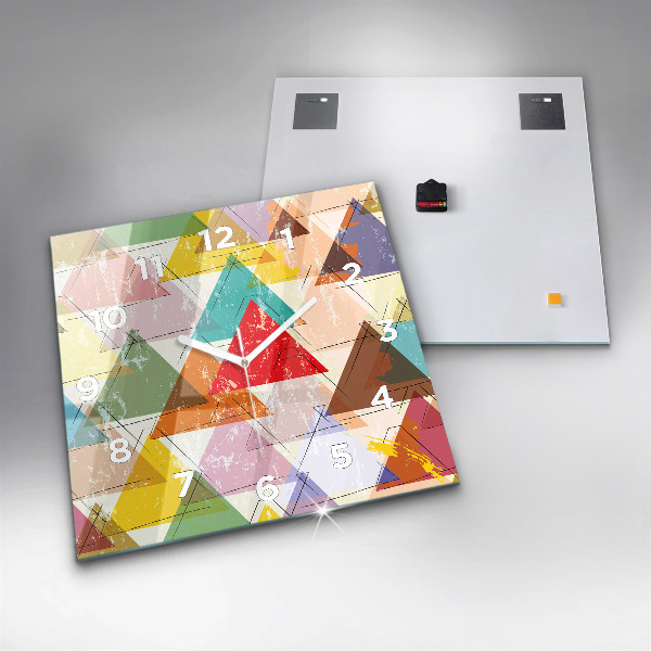 Square glass wall clock Geometric Triangles