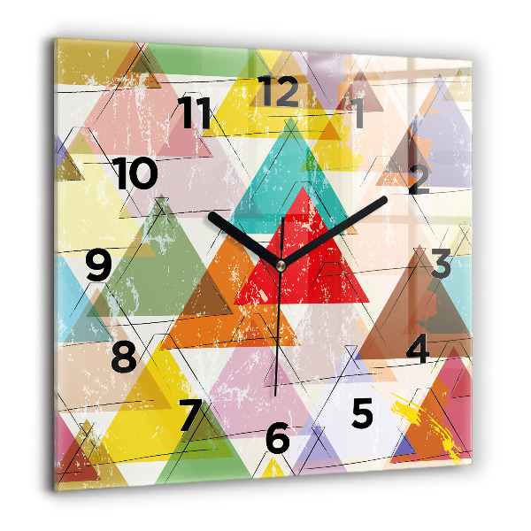 Square glass wall clock Geometric Triangles