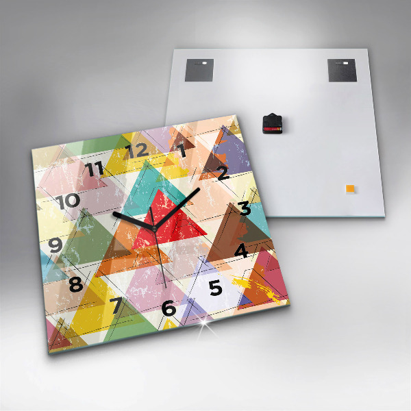 Square glass wall clock Geometric Triangles