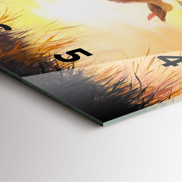 Square glass wall clock Cranes at sunset