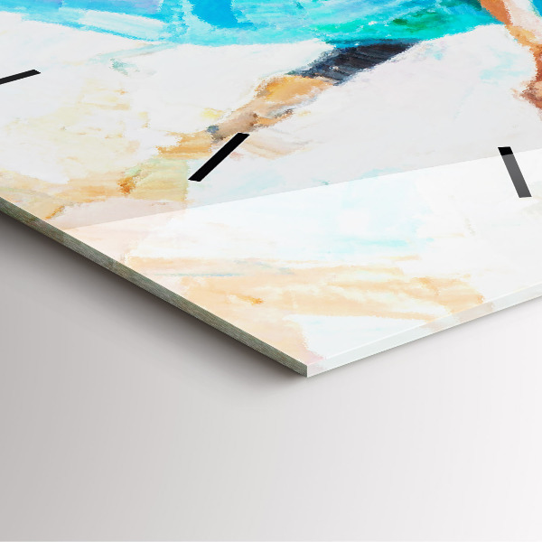 Square glass wall clock Preparing the ballerina