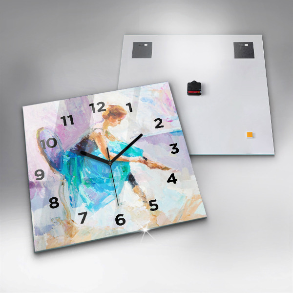 Square glass wall clock Preparing the ballerina