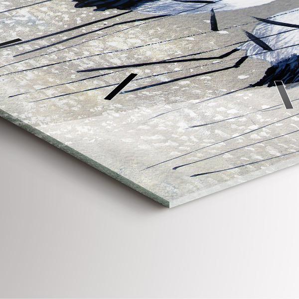Square glass wall clock Cranes in the reeds
