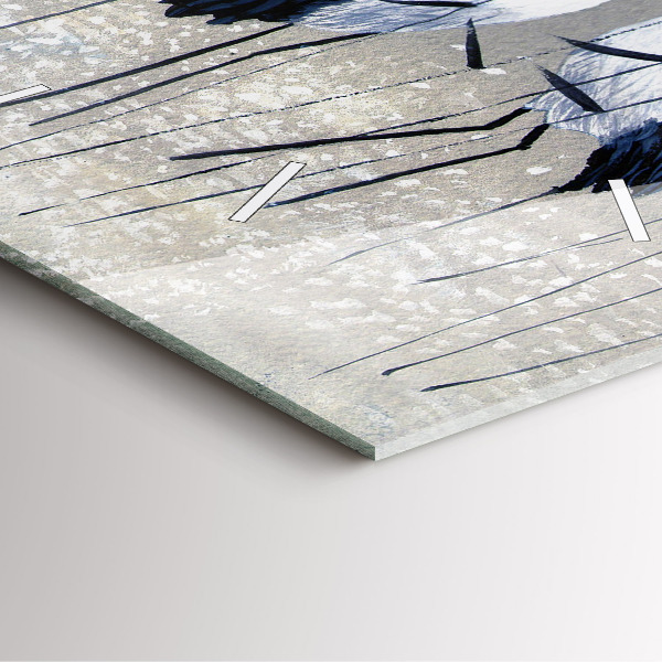 Square glass wall clock Cranes in the reeds