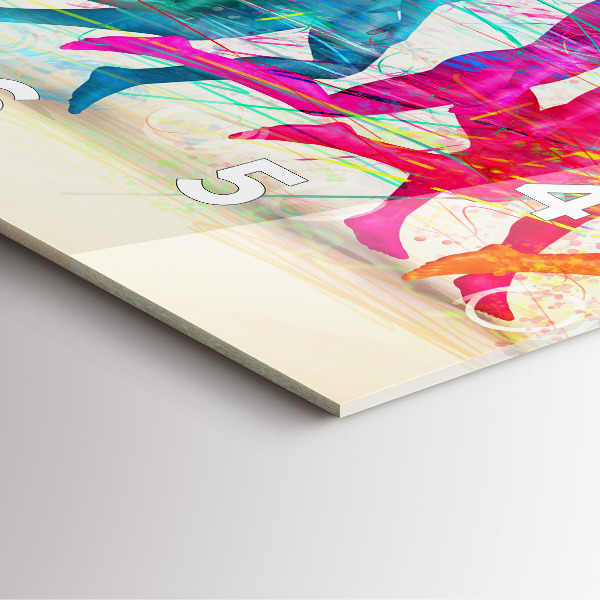 Square glass wall clock Colorful people