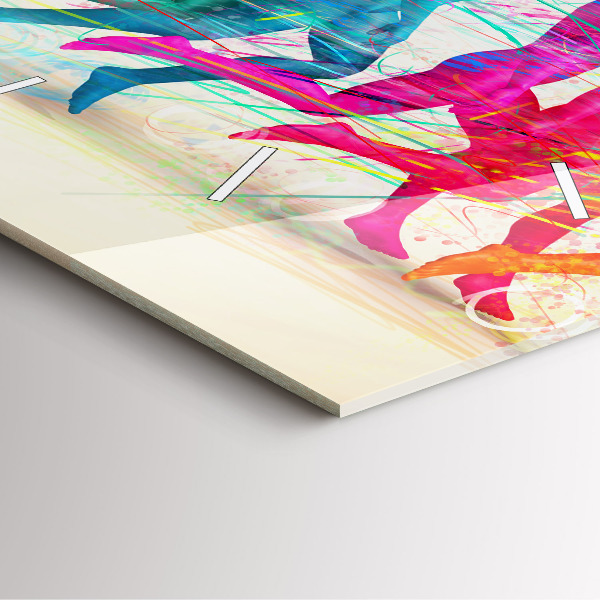 Square glass wall clock Colorful people