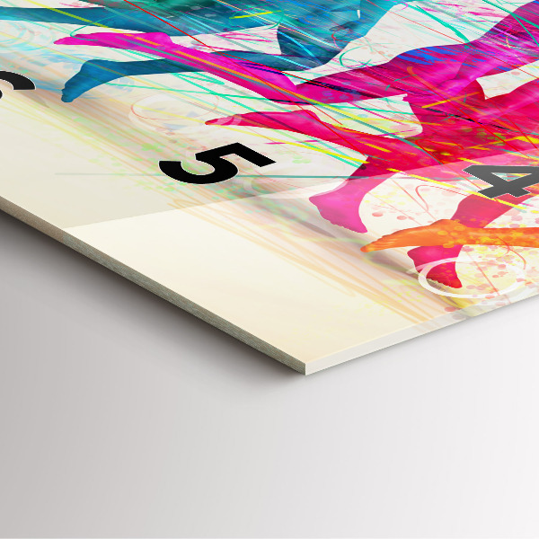 Square glass wall clock Colorful people