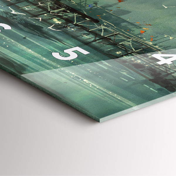 Square glass wall clock Fishing village