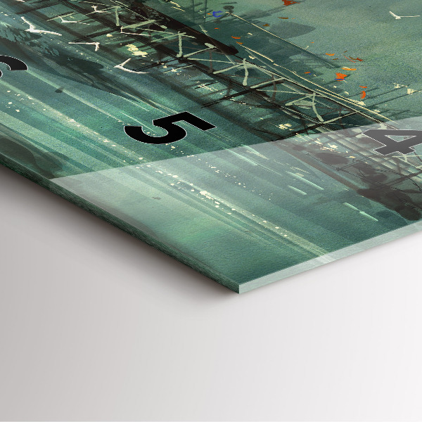 Square glass wall clock Fishing village