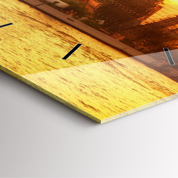 Square glass wall clock Wat arun bangkok thailand