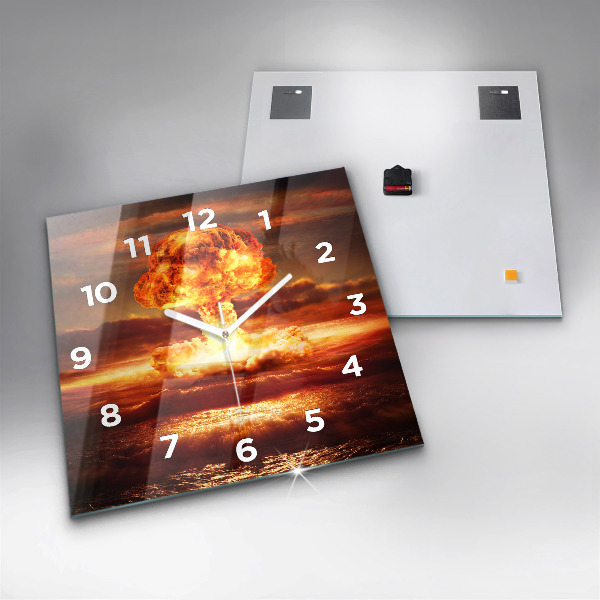 Square glass wall clock Atomic bomb explosion