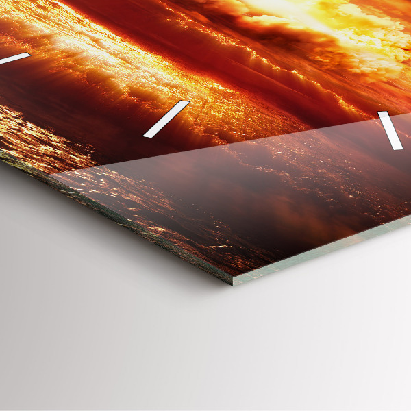 Square glass wall clock Atomic bomb explosion