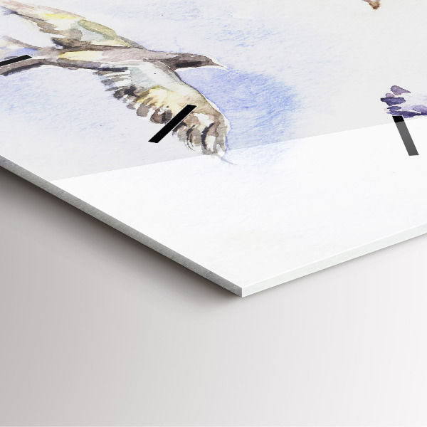 Square glass wall clock Flying birds