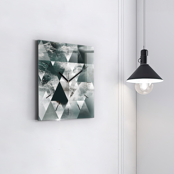 Square glass wall clock Abstract sea waves