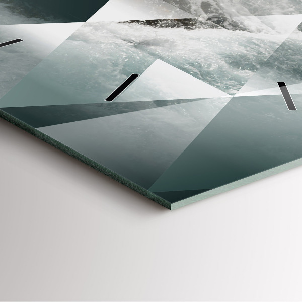 Square glass wall clock Abstract sea waves