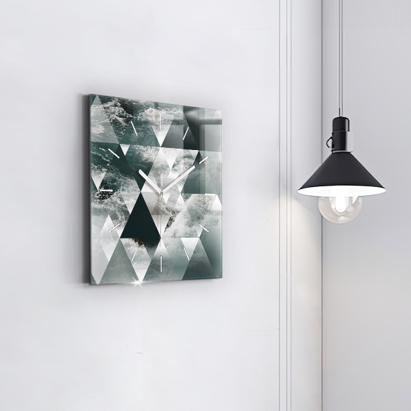 Square glass wall clock Abstract sea waves