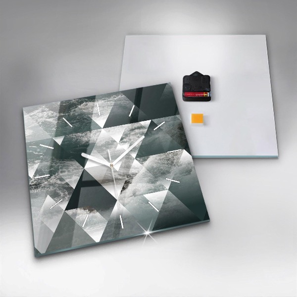 Square glass wall clock Abstract sea waves