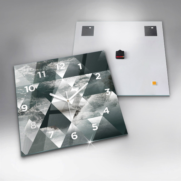 Square glass wall clock Abstract sea waves