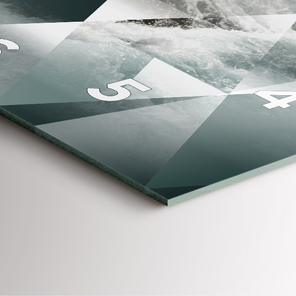 Square glass wall clock Abstract sea waves