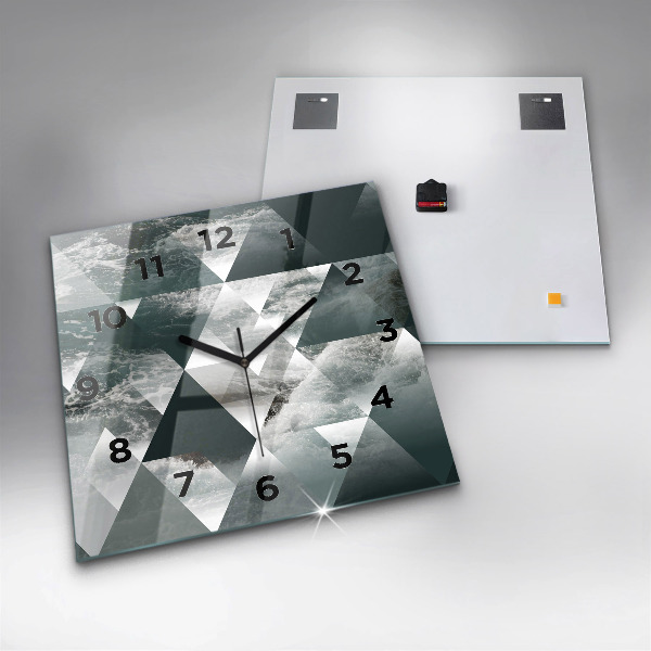 Square glass wall clock Abstract sea waves