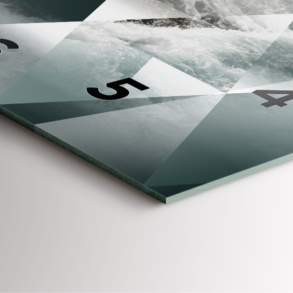 Square glass wall clock Abstract sea waves