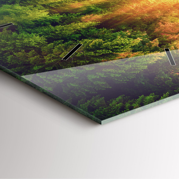 Square glass wall clock Sunset over the hills